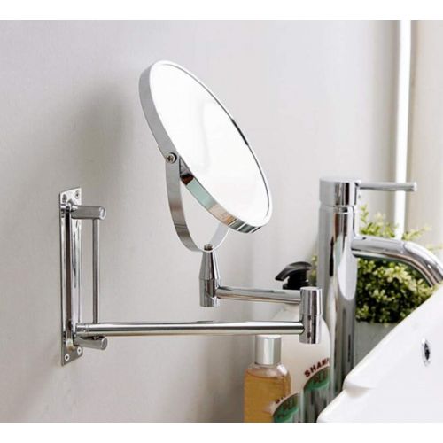  GGMIN Cosmetic Mirror, Stainless Steel 360° Rotation Magnifying Mirror, Double Sided Foldable Bathroom Mirror for Spa and Hotel,Chromed