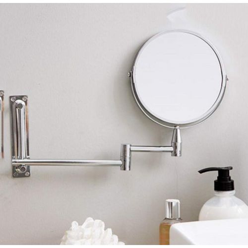  GGMIN Cosmetic Mirror, Stainless Steel 360° Rotation Magnifying Mirror, Double Sided Foldable Bathroom Mirror for Spa and Hotel,Chromed