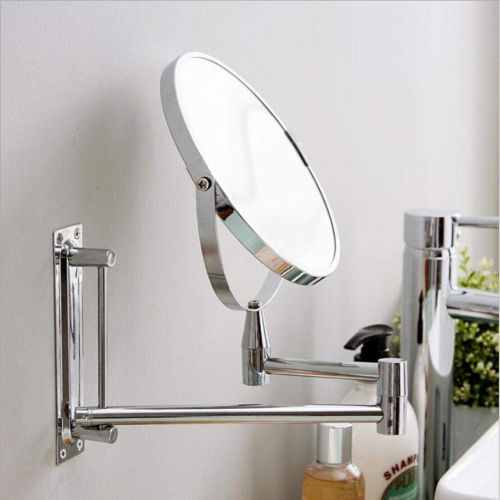  GGMIN Cosmetic Mirror, Stainless Steel 360° Rotation Magnifying Mirror, Double Sided Foldable Bathroom Mirror for Spa and Hotel,Chromed