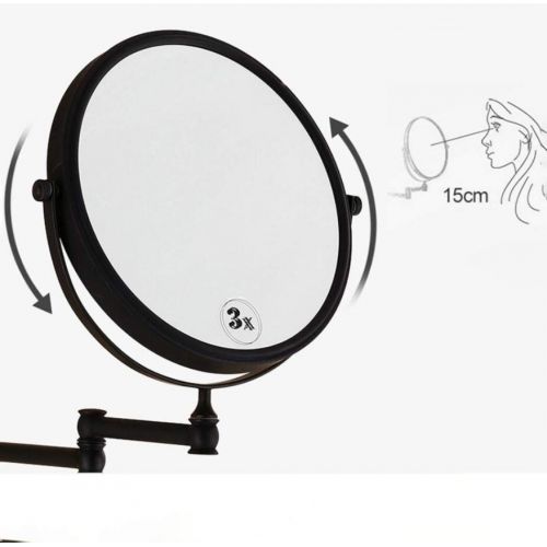  GGMIN Cosmetic Mirror, Double Sided Telescopic Bathroom Mirror, Stainless Steel 360° Rotation 3X Magnifying Mirror for Spa and Hotel,Oil-Rubbed Bronze_8 inches