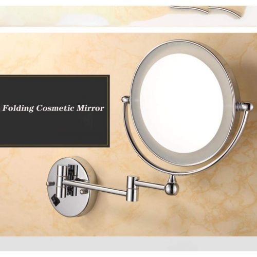  GGMIN LED Lighted Vanity Mirror, Double Sided Telescopic Bathroom Mirror, Foldable Magnifying Mirror for Spa and Hotel,Chromed_10x