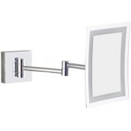 GGMIN LED Lighted Vanity Mirror, Stainless Steel Bathroom Mirror, Foldable Telescopic Magnifying Mirror for Spa and Hotel,Chromed_8.5 inches