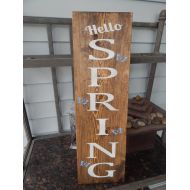 GGSIGNS Spring wood outdoor decor, Spring quote sign, Hello Spring sign, custom wood sign,