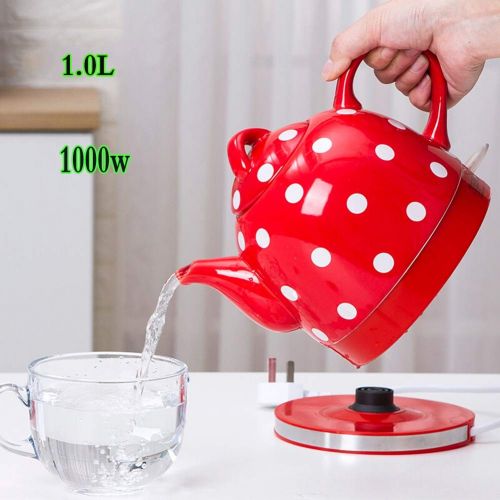  GH&YY Keramik Wasserkocher Schnelle Heizung 1000W Roter Wasserkocher Elektrisch, 1L LED Kabelloser Wasserkocher, BPA-Frei