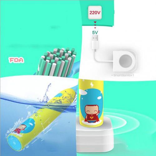  GH&YY Kids Electric Toothbrush Chargeable, Childrens Tooth Brush with Timer Operated by Sonic Technology for Junior Boys and Girls