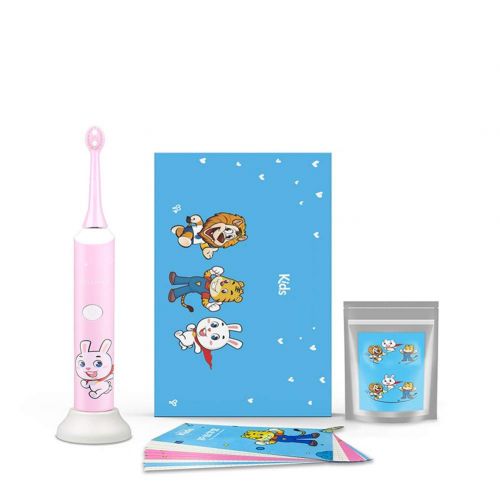  GH&YY Kids Electric Toothbrush Chargeable, Childrens Tooth Brush with Timer Operated by Sonic Technology for Junior Boys and Girls,Pink