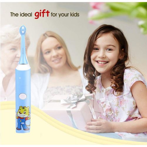  GH&YY Kids Electric Toothbrush Chargeable, Childrens Tooth Brush with Timer Operated by Sonic Technology for Junior Boys and Girls,Pink