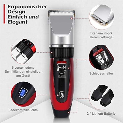  [아마존 핫딜]  [아마존핫딜]GHB Haarschneidemaschine Haarschneider Elektrischer Herren Profi Haartrimmer Set Netz und Akkubetrieb mit 4 Aufsatzen fuer Friseur Salon oder Privaten Gebrauch Rot (Verpackung MEHRW