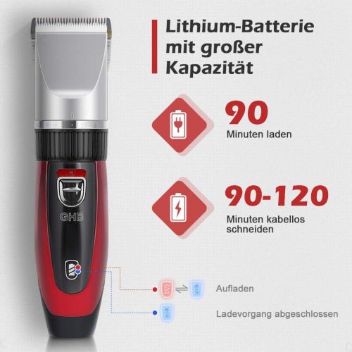  [아마존 핫딜]  [아마존핫딜]GHB Haarschneidemaschine Haarschneider Elektrischer Herren Profi Haartrimmer Set Netz und Akkubetrieb mit 4 Aufsatzen fuer Friseur Salon oder Privaten Gebrauch Rot (Verpackung MEHRW