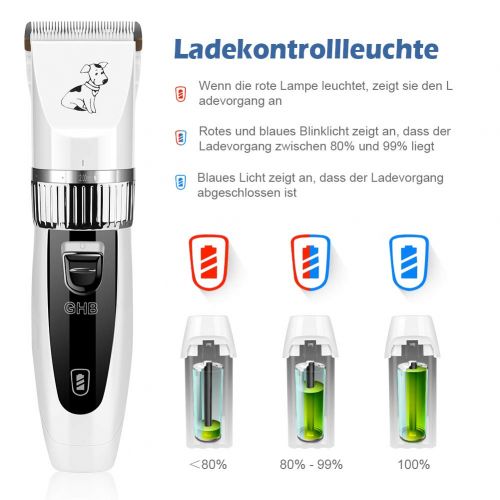  [아마존 핫딜]  [아마존핫딜]GHB Ghb Pet Hair Trimmer Hair Cutter Trimmer Dog Cat Pet 4Timmer with 2x Rechargeable Battery Pet Hair Trimmer, White