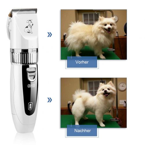  [아마존 핫딜]  [아마존핫딜]GHB Ghb Pet Hair Trimmer Hair Cutter Trimmer Dog Cat Pet 4Timmer with 2x Rechargeable Battery Pet Hair Trimmer, White