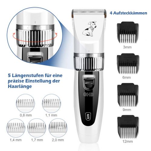  [아마존 핫딜]  [아마존핫딜]GHB Ghb Pet Hair Trimmer Hair Cutter Trimmer Dog Cat Pet 4Timmer with 2x Rechargeable Battery Pet Hair Trimmer, White