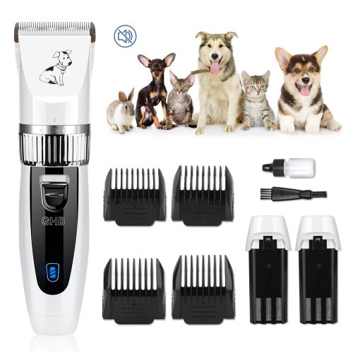  [아마존 핫딜]  [아마존핫딜]GHB Ghb Pet Hair Trimmer Hair Cutter Trimmer Dog Cat Pet 4Timmer with 2x Rechargeable Battery Pet Hair Trimmer, White