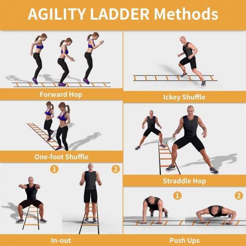  GHB Speed Ladder Training Ladder Agility Ladder with 10 Cones 12 Rung 20ft with Resistance Parachute