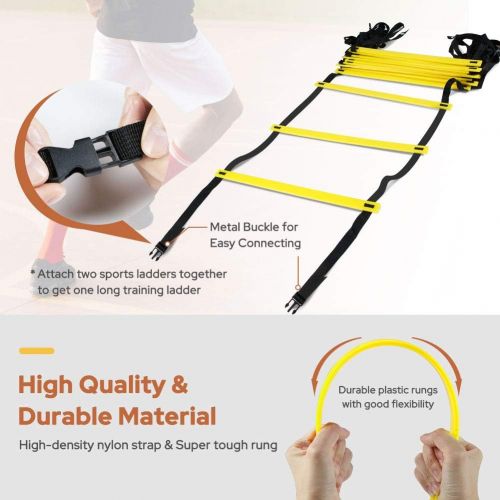  GHB Pro Agility Ladder Agility Training Ladder Speed 12 Rung 20ft with Carrying Bag