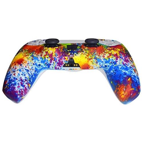  [아마존베스트]GHMS PS5 Wireless Playstation 5 Controller Silicone Cover Case Accessory Protective Remote Grip Skin with x2 Thumb Grips (Rainbow Splatter)