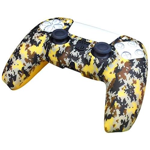  [아마존베스트]GHMS PS5 Wireless Playstation 5 Controller Silicone Cover Case Accessory Protective Remote Grip Skin with x2 Thumb Grips (Yellow Camo)