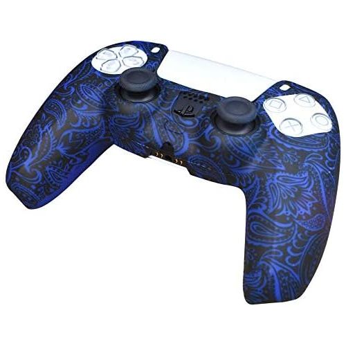  [아마존베스트]GHMS PS5 Wireless Playstation 5 Controller Silicone Cover Case Accessory Protective Remote Grip Skin (Blue Tribal)