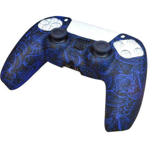  [아마존베스트]GHMS PS5 Wireless Playstation 5 Controller Silicone Cover Case Accessory Protective Remote Grip Skin (Blue Tribal)