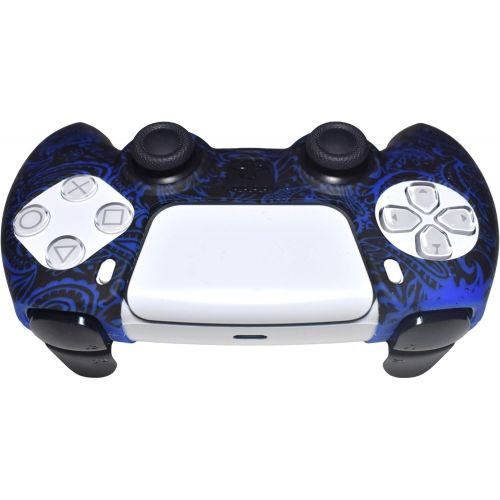  [아마존베스트]GHMS PS5 Wireless Playstation 5 Controller Silicone Cover Case Accessory Protective Remote Grip Skin (Blue Tribal)