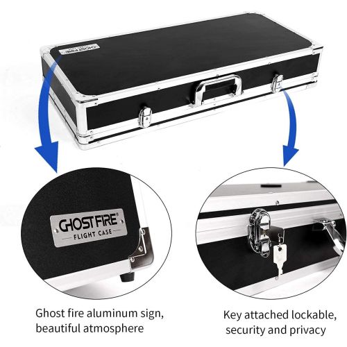  Ghost Fire Guitar Multi Effect Pedal Case 27.5x11.6x4.2in ，with Pedal Mounting Tape Fastener，Sturdy Locking Aluminum ，T series T-EC14