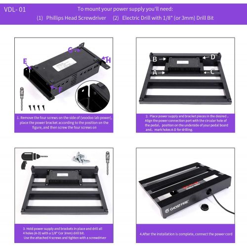  Ghost Fire Guitar Pedal Board Aluminum Alloy 3.0lb Effect Pedalboard 19.6x11.8 with Carry Bag,V series (V-STANDARD 1.5)