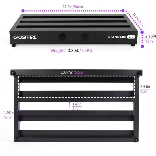  Ghost Fire Guitar Pedal Board Aluminum Alloy 3.3lb Effect Pedalboard 22x12.5with Carry Bag,V series (V-STANDARD 2.0)