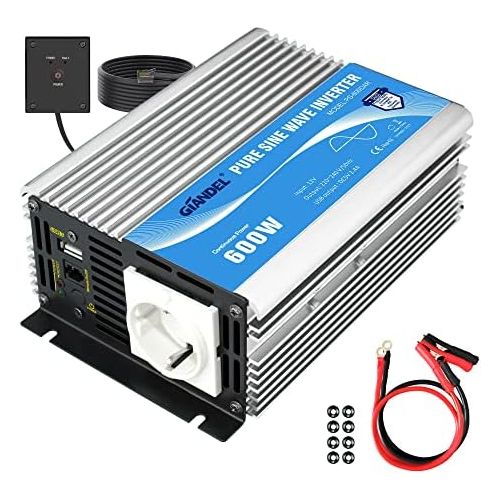  [아마존베스트]-Service-Informationen Giandel Pure Sine Power Inverter 600 - 4000 W for Emergencies Such as Hurricane, Storm, Power Failure, 600W, silver