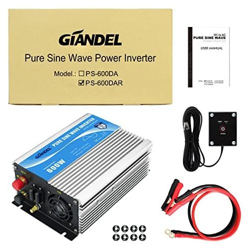  [아마존베스트]-Service-Informationen Giandel Pure Sine Power Inverter 600 - 4000 W for Emergencies Such as Hurricane, Storm, Power Failure, 600W, silver