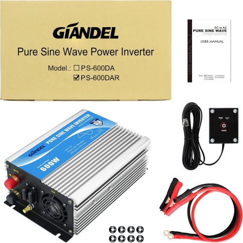  [아마존베스트]-Service-Informationen Giandel Pure Sine Power Inverter 600 - 4000 W for Emergencies Such as Hurricane, Storm, Power Failure, 600W, silver