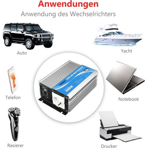  [아마존베스트]-Service-Informationen Giandel Pure Sine Power Inverter 600 - 4000 W for Emergencies Such as Hurricane, Storm, Power Failure, 600W, silver