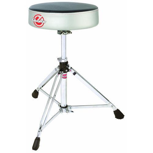  Gibraltar 6608RSG Double Braced Throne Base Round Seat, Satin Grey Silver Finish