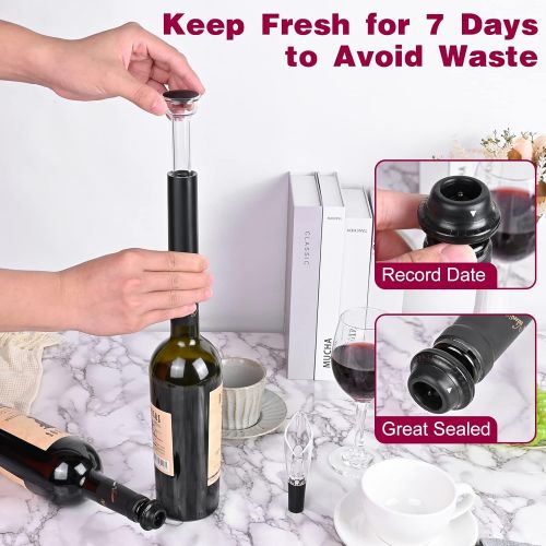  GIFORYA Electric Wine Opener Set, 7-in-1 Automatic Electric Wine Bottle Opener with Foil Cutter, Vacuum Wine Saver Pump, 2 Wine Stoppers, Wine Aerator Pourer, for Wine Lover, Chris