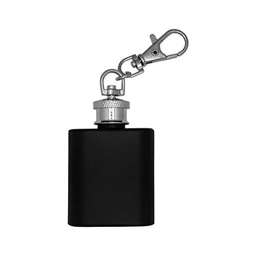  [아마존베스트]Gifts Infinity Stainless Steel 1oz Black Key Chain Hip Flask Assorted Colors, (1oz Black)