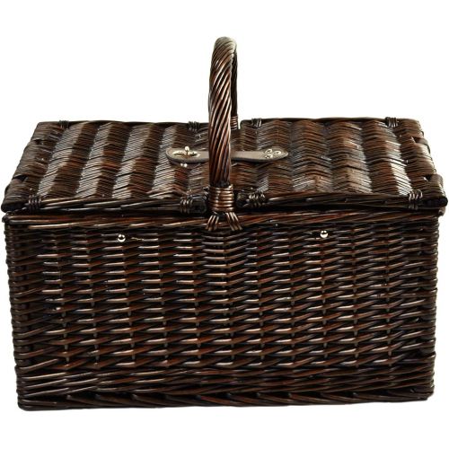 GIFTS PLAZA (D) Buckingham Picnic Basket for 4 Set for Outdoor (Brown)