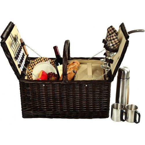  GIFTS PLAZA (D) Surrey Picnic Basket for 2 with Coffee Set for Outdoor (Brown)