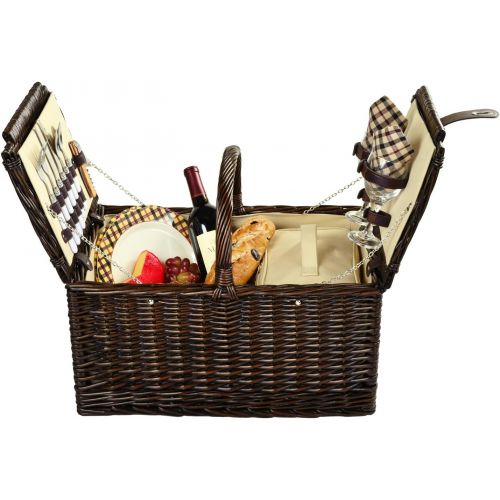  GIFTS PLAZA (D) Surrey Picnic Basket for 2, Backpack Bag for Outdoor (Brown)