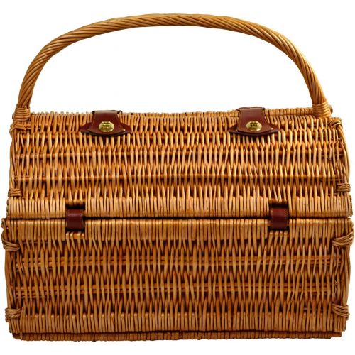  GIFTS PLAZA (D) York Picnic Basket for 4 with Blanket, Backpack Bag for Outdoor (Green Stripes)