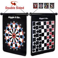 [아마존핫딜][아마존 핫딜] GIGGLE N GO Magnetic Dart Board Game - Our Reversible Rollup Kids Dart Board Set Includes 6 Safe Darts, 2 Dart Games and Easily Hangs Anywhere - Ultimate in Indoor Games