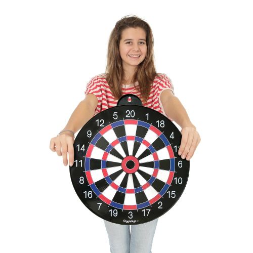  GIGGLE N GO Reversible Magnetic Dart Board For Kids - Excellent Indoor Game, Will Make a Great Boys Gift for Christmas - 1 Fun Kids Game on Each Side, Just Turn It Around and Play