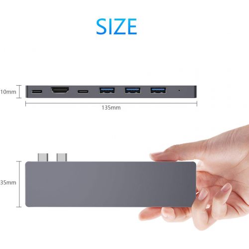  GIKERSY USB C Hub,8 in 1 USB C Docking Station with Thunderbolt 3 Port,4K HDMI,USB-C,3USB3.0 Ports,SD/MicroSD Card Reader,Support 2Displays,Compatible with MacBook Pro 2019-2016/Ma