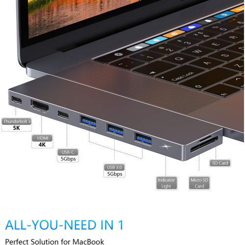  GIKERSY USB C Hub,8 in 1 USB C Docking Station with Thunderbolt 3 Port,4K HDMI,USB-C,3USB3.0 Ports,SD/MicroSD Card Reader,Support 2Displays,Compatible with MacBook Pro 2019-2016/Ma