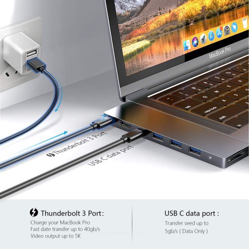  GIKERSY USB C Hub,8 in 1 USB C Docking Station with Thunderbolt 3 Port,4K HDMI,USB-C,3USB3.0 Ports,SD/MicroSD Card Reader,Support 2Displays,Compatible with MacBook Pro 2019-2016/Ma