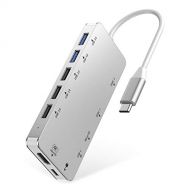 USB C Hub,GIKERSY 11 in 1 USB C Adapter with 4K USB C to HDMI,2USB3.0/3USB2.0 Ports,MicroSD/SDXC Card Reader,PD Charging Port,Compatible with MacBook Pro/Air 2018 and More Type C D