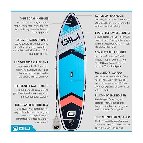  GILI Komodo Inflatable Stand Up Paddle Board | 10'6 Long x 33