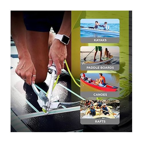  GILI Kayak Anchor Paddle Board Kit for Jet Ski Canoe SUP and Small Boats - 3.5 lb Folding with 40ft Rope and 5L Storage Bag