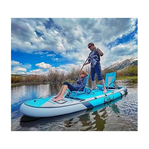  GILI 12'/15' Manta Ray Multi-Person Inflatable Stand Up Paddle Board Package |Loaded Accessory Kit | 5-fin Setup, Multiple Mounts, and Oversized Bungees