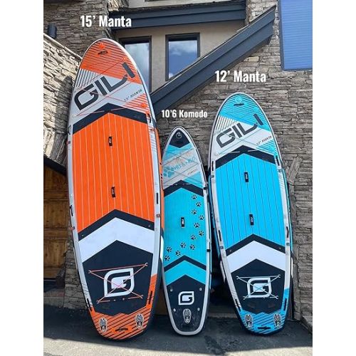  GILI 12'/15' Manta Ray Multi-Person Inflatable Stand Up Paddle Board Package |Loaded Accessory Kit | 5-fin Setup, Multiple Mounts, and Oversized Bungees