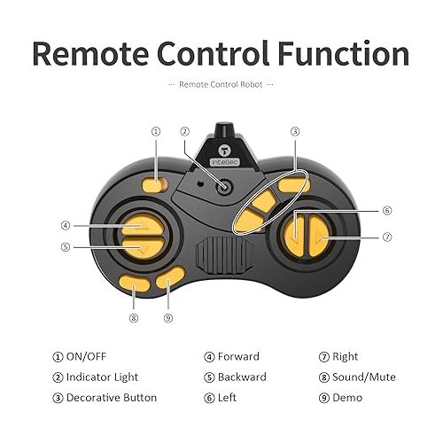  GILOBABY Robot Toys, Remote Control Robot Toy, RC Robots for Kids with LED Eyes, Flexible Head & Arms, Dance Moves and Music, Birthday Gifts for Boys Girls Ages 3+ Years (Yellow)