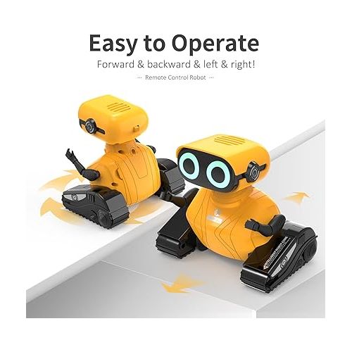  GILOBABY Robot Toys, Remote Control Robot Toy, RC Robots for Kids with LED Eyes, Flexible Head & Arms, Dance Moves and Music, Birthday Gifts for Boys Girls Ages 3+ Years (Yellow)